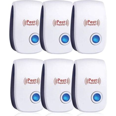 Repulsif Ultrasons, Ultrason Souris Lot de 6, Ultrason Anti Moustique Efficace Contre Souris et Rats,Intérieur Répulsif Électronique Insectes pour Insectes, Fourmis, Araignées, Moustiques (1/5)