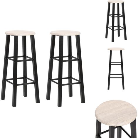 Tabourets de bar lot de 2 noir MDF - Tabourets De Bar - Tabourets Hauts - Chaise De Bar - Meubles De Cuisine - Mobilier Contemporain (1/5)