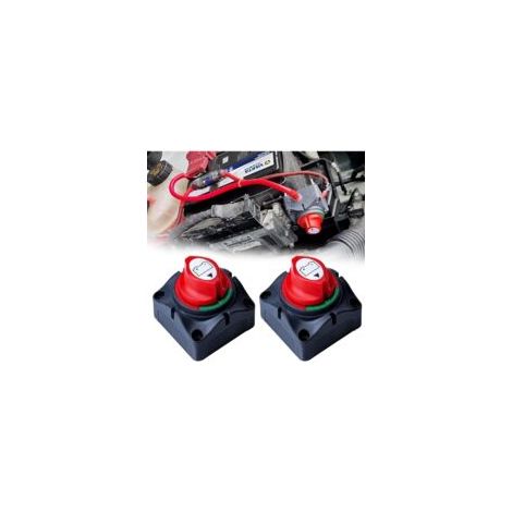 Lot de 2 Coupe Circuit de Batterie 12V-24V/300A Interrupteur Isolateur de Batterie, Interrupteur de Déconnexion de Batterie étanche Commutateur d'Isolateur de Batterie pour Voitures, Bateaux,Véhicules (1/5)