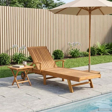 vidaXL Lettino da sole con tavolo 2 pcs Marrone 40 x 40 x 40 cm