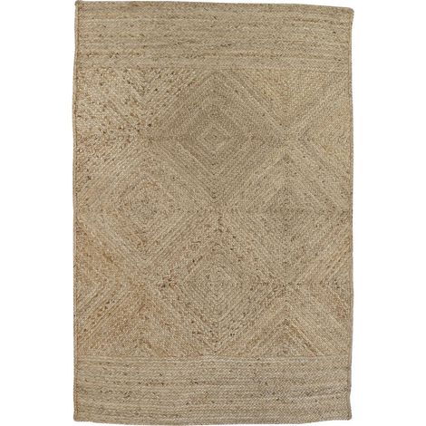 Tapis moderne jute marron finition écolo chic - Marron naturel tissé main (1/4)