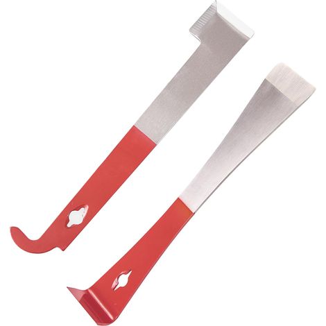 Outils de ruche en acier inoxydable avec manche revêtu rouge, lot de 2, grattoir plat et crochet en J, équipement apicole multifonction pour ouvrir les ruches, gratter la cire et l'entretien des ruche (1/5)