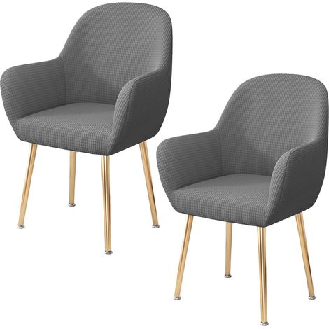 JSSEVN - Stretchable Curved Dining Chair Covers – Set of 2 – Modern Style with Armrests – for Home, Kitchen, Wedding, Party or Banquet (1/5)