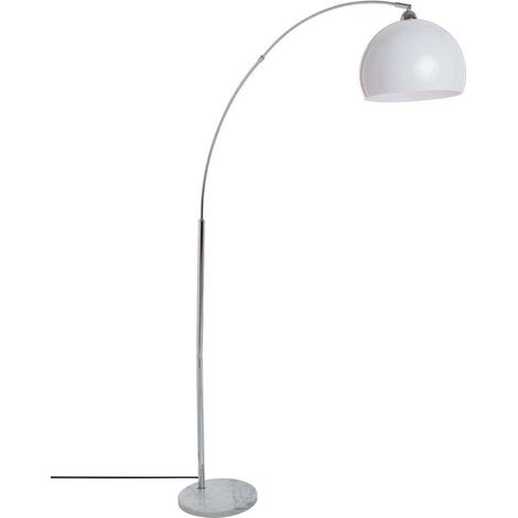 Atmosphera – Lampadaire arc en métal blanc et acier chromé H 185 cm – Abat-jour acrylique pour lumière douce – Base en marbre pour style contemporain (1/7)