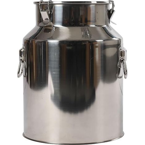 Récipient Hermétique des Aliments en Acier Inoxydable 201 avec Couvercle et Louche, Bidon Multifonctionnel avec Joint en Silicone, Pour le Stockage de Lait, Vin, Fromage et Farine (28L) (1/5)