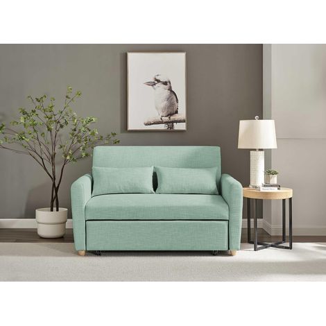 Deco In Paris – Canapé convertible 3 places en tissu 100% polyester vert d'eau – Dimensions couchage 115x190 cm – Système rapido pour gain de place (1/5)