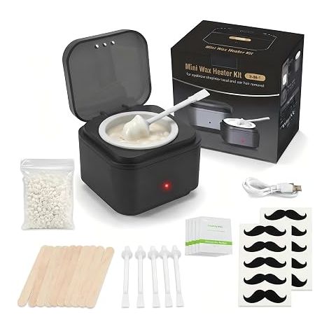 Kit Epilation Cire Nez Appareil Cire Epilation Nez pour Hommes et Femmes Chauffe Cire Mini avec Cire Chauffe USB Température Stable Pour Poils de Nez Visage Oreille Sourcils noir (1/5)