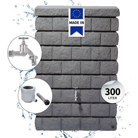 GARANTIA ROCKY Junior Wandtank Komplett-Set 300 Liter dark granite inkl. Chrom-Auslaufhahn und Fallrohranschluss