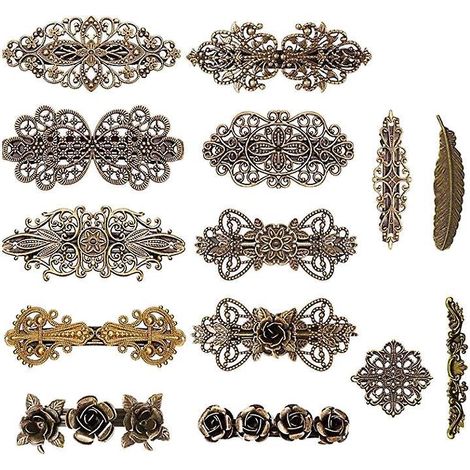 14 Pices Barrettes Franaises Pinces Cheveux Rtro Vintage De Fleur De Roses Feuille Vagues Plumes Couronnes Pingles Cheveux Pingles Cheveux De M (1/4)