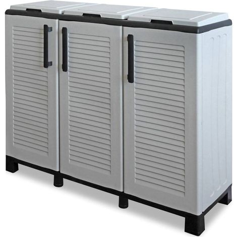 Dmora Armario de basura para exteriores o internos, puerta móvil 3 bolsas de 3 puertas, 100% Made in Italy, 102x37h90 cm, color gris claro