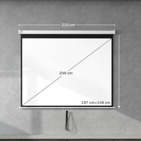 Écran de Projection 100" 4:3, Taille 203x152cm, Toile HD 4K, Support Métal, Hauteur Réglable à la Main, Blanc (1/5)