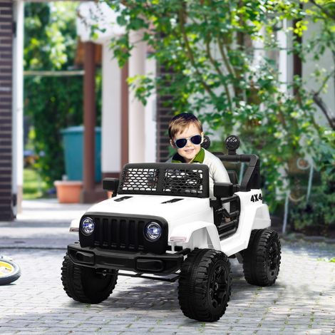 Elektrisches Kinderauto, Hinterradantrieb, 12 V, max. 5 km/h. Inkl. Fernbedienung, Licht- und Soundeffekte, Maße: 100 x 65 x 72 cm (L x B x H), Weiß