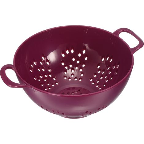 Mini Passoire avec Double Anses - Égouttoir pour Riz, Pâtes, Légumes et Fruits - Maille Plastique - Violet (1/5)