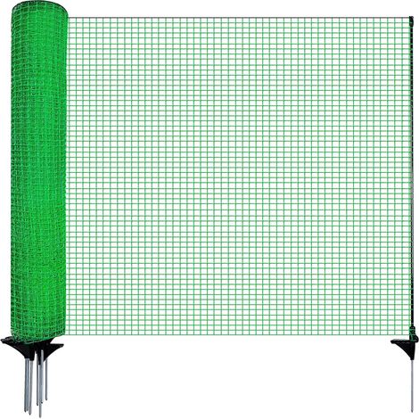 Clôture de délimitation mobile, 120 cm de haut, 15 m de long, 9 piquets - Clôture pour chien et jardin - Vert (1/5)