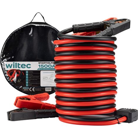 Wiltec Cavi avviamento auto 1500 A, 30 mm², 6 m con protezione da sovratensione per motori a benzina e diesel (1/5)