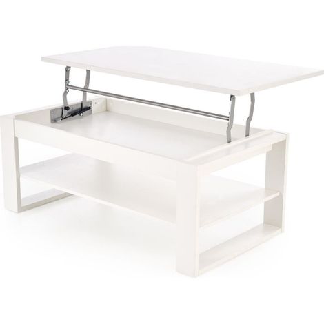 Table basse 120 x 65 cm blanche avec plateau relevable GEMMA (1/5)