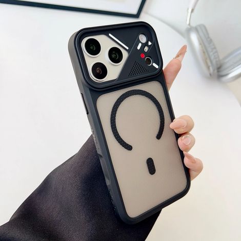 (iPhone 17 Noir) Coque de téléphone semi-transparente MagSafe, coque de protection antichoc en TPU avec bords souples (1/4)