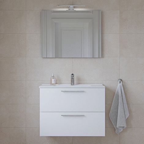 Vitra Mia ensemble meuble 79x61x39,5 cm avec miroir, lavabo et éclairage LED, Blanc brillant (MIASET80B) (1/5)