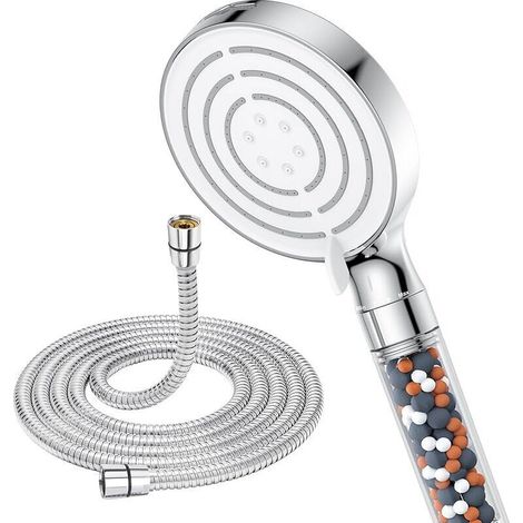 Soffione doccia, soffione doccia con tubo flessibile da 1,8 m, soffione doccia ad alta pressione per il risparmio idrico, soffione doccia per bagno con filtro, 6 tipi di getto, doccia con funzione pau (1/4)