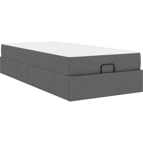 Lit simple,Lit adulte,Cadre de lit avec matelas Gris foncé 80 x 200 cm tissu CFW2042157 (1/5)