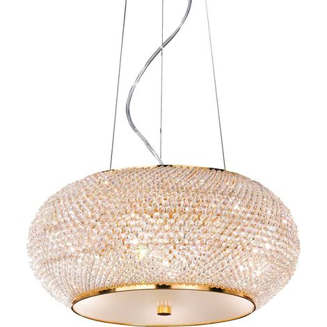 Ideal Lux Pasha' - 6 Licht Decke Anhänger Gold mit Kristallen, E14 (1/2)