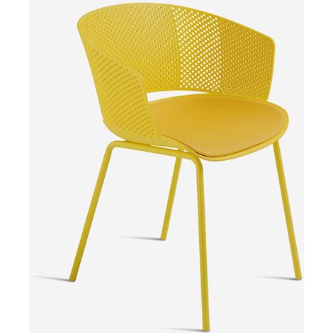Sedia moderna da interno con seduta in PU Cutolo - Giallo (1/5)