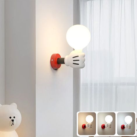 Appliques murales, lampe de chevet, veilleuse Mickey Cartoon, lampe de lecture murale en résine avec ampoule, 3 températures de couleur réglables (1/5)