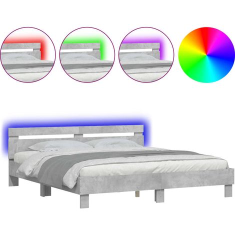 Maison Exclusive - Estructura de cama cabecero y luces LED gris h