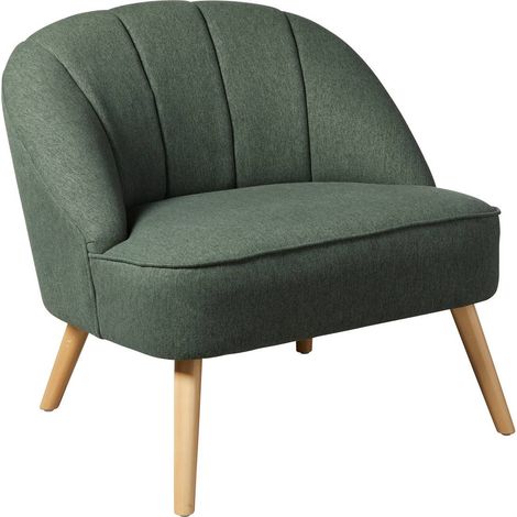 Atmosphera – Fauteuil relax en velours vert cèdre – Dimensions L. 78 x l. 72 x H. 71 cm – Assise ergonomique – Tissu déperlant pour résistance aux taches (1/4)