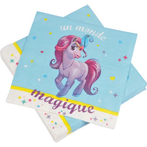 Lot de 20 serviettes papier petit poney enfant