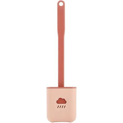 Set aus pinkfarbenen, antibakteriellen Silikon-Toilettenbürsten, inklusive Bürstenhalter und schnelltrocknender Silikon-Hänge-Toilettenbürste. (1/3)