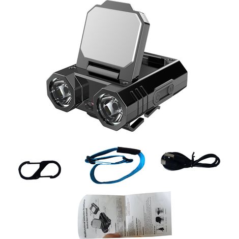 Lampe frontale LED puissante rechargeable, 3 couleurs et 5 modes, pour la pêche et le camping. (1/5)