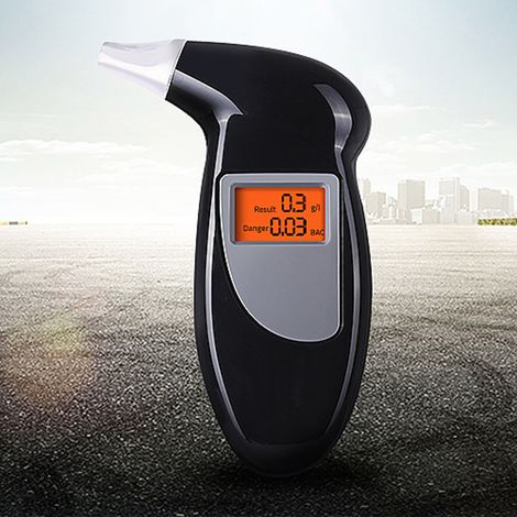 Testeur d'alcool portable noir, sensible et haute précision, avec 5 embouts buccaux (1/5)