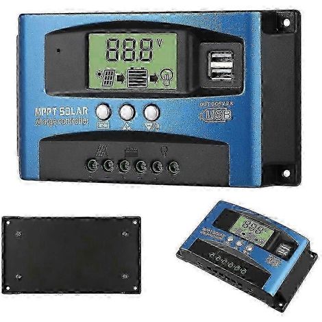 Contrôleurs solaires MPPT 100A 80A 60A 50A 40A 30A, double port USB, écran LCD, 12V 24V, alimentation par autoroute (1/5)