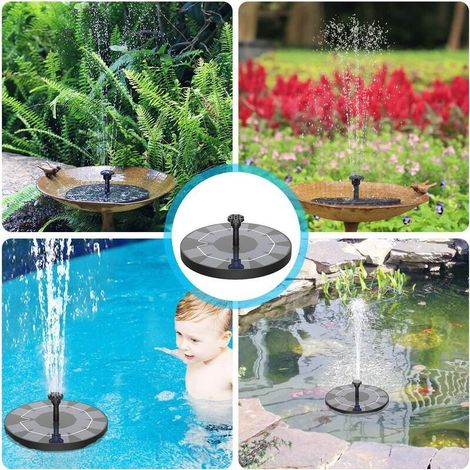 Fontaine solaire Pompe d'étang solaire 2.5W avec panneau solaire Pompe à eau de batterie intégrée de 800 mAh Pompe de fontaine flottante solaire avec 6 styles de fontaine pour aquarium de ba (1/4)