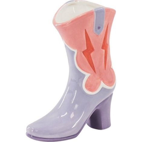 Vase en forme de botte pour fleurs en céramique rose et lilas 16,5 x 10,5 x 26,5 cm - PANGIVO (1/5)