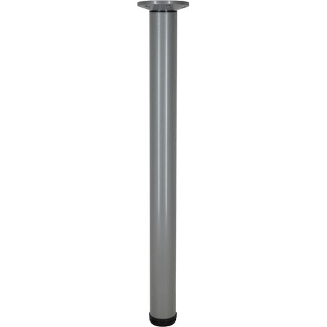Pied de table télescopique en aluminium Zoom - diamètre 50 mm - hauteur 730 à 1100 mm - fixation platine - finition gris - Interges (1/3)