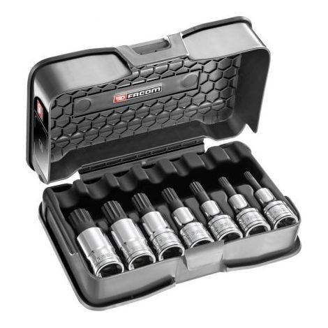 Facom – Coffret cliquet et douilles 1/2" carré – 7 pièces – Pour travaux mécaniques – Acier au chrome vanadium – Précision et durabilité
