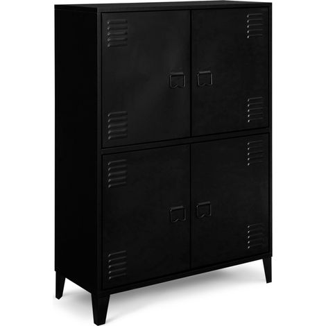 Schrank ESTER 4 Türen Metall schwarz Industriedesign