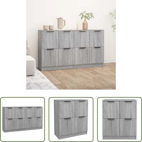 Armoire multifonction -  Buffets 2 pcs Sonoma gris 60x30x70 cm Bois d'ingénierie (1/5)