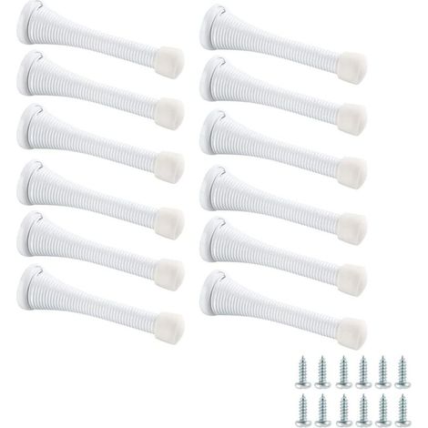 12 pezzi, con viti, bianco, fermaporta a molla, fermaporta manuale anti-pizzicamento per porte basculanti di sicurezza per bambini -Crezuo