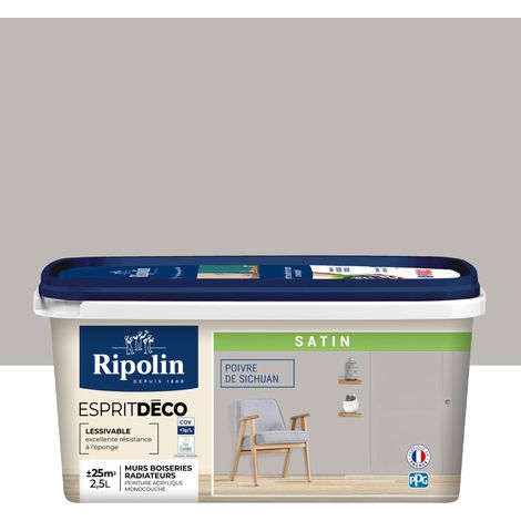RIPOLIN Peinture murale pour toutes pieces - Poivre du sichuan satin - 2,5 L (1/5)