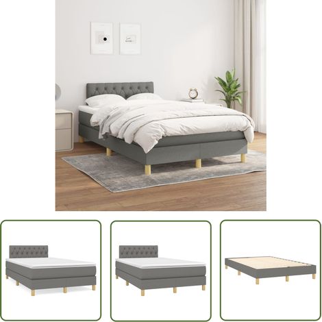 The Living Store Boxspringbett mit Matratze Dunkelgrau 120x200 cm Stoff - Boxspringbett - Doppelbett - Betten - Schlafräume - Möbel (1/5)