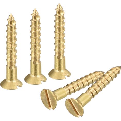 30Pcs Vis à Bois en Laiton M1.6 x 10mm à Fente Tête Plate (1/5)