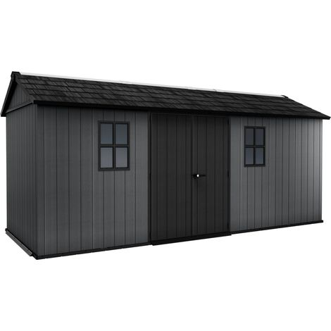 Keter Newton Plus Shed 17x7.5ft - Grey, All Weather Resistant, Easy to Clean