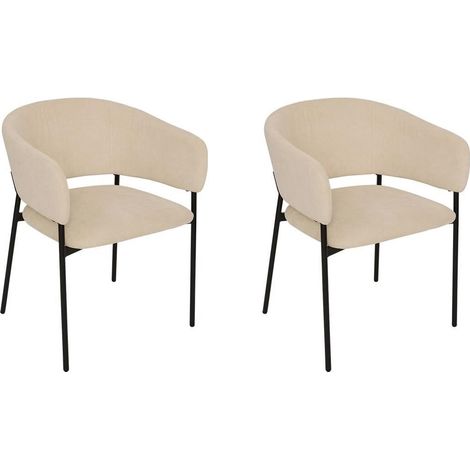 Lot de 2 Fauteuils en Velours Côtelé "Solea" 78cm Beige