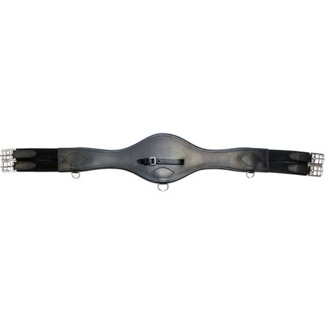 Sottopancia inglese a caramella  in cuoio con fibbie inox e elastici tono su tono: 145 cm, marrone (04)