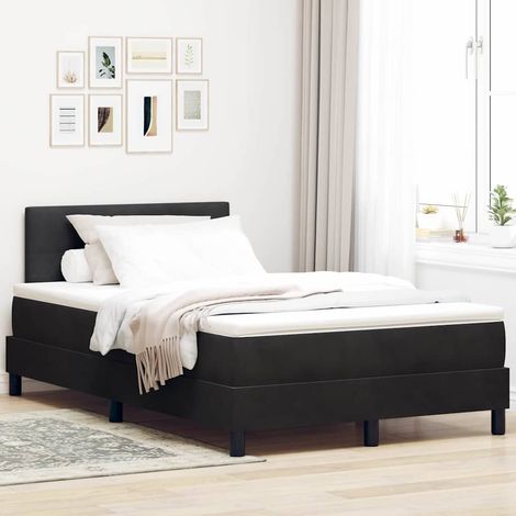 LED Boxspringbett mit Matratze Schwarz 120 x 190 cm Samt