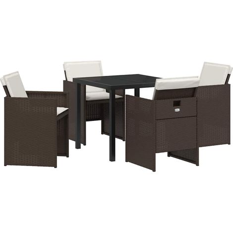 Maison Exclusive - Conjunto de Comedor de Jardín 5 uds. Marrón ra (1/5)
