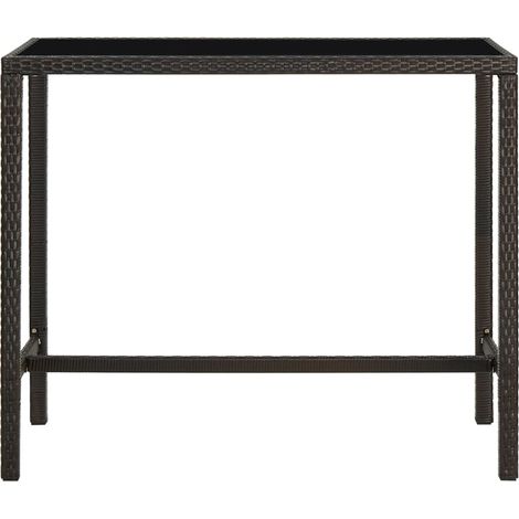 Maison Exclusive - Tavolo da Bar per Esterni Marrone 130x60x110cm Polyrattan Vetro